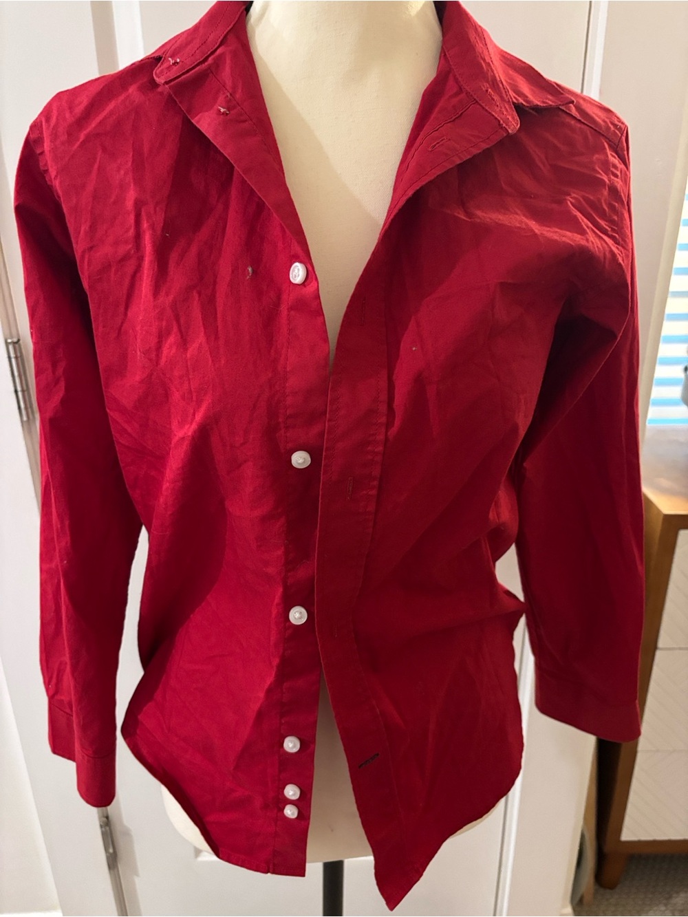 Boys Classic Red Button-Down Shirt